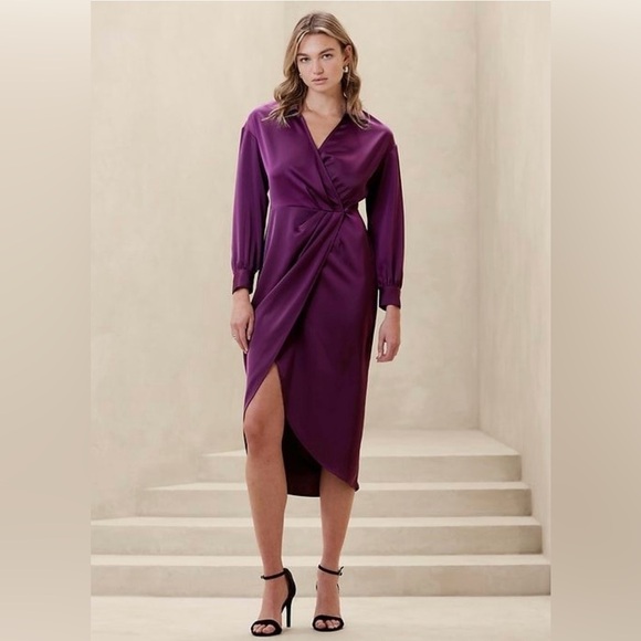 Banana Republic Wrap Dresss Elegant Purple Wrap Dress-Size 10-NWT - Picture 1 of 11